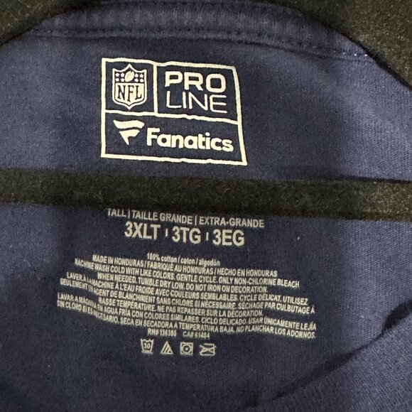 NFL PRO LINE FANATICS New England Patriots blue cotton tee shirt size 3XLT - Picture 3 of 5